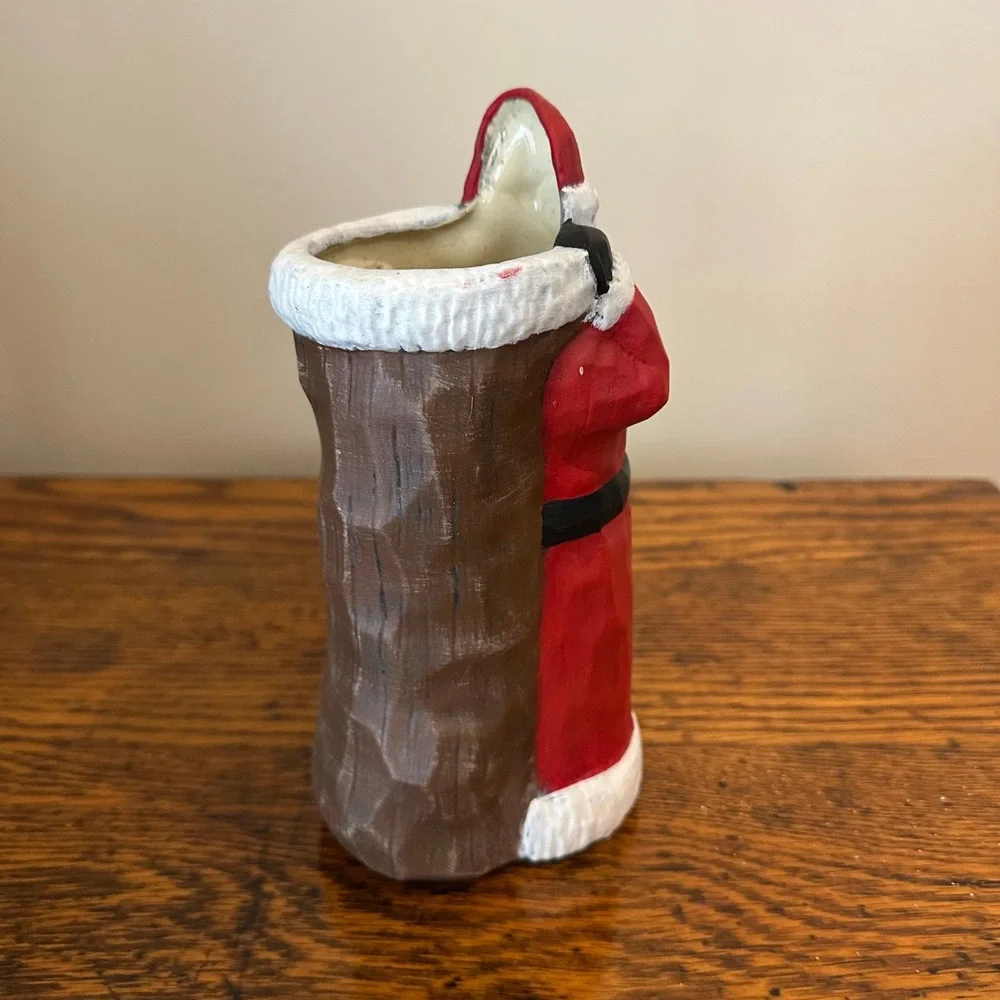 Vintage Style Hand Painted Santa Claus Figurine Christmas‎ Decor Pencil Holder